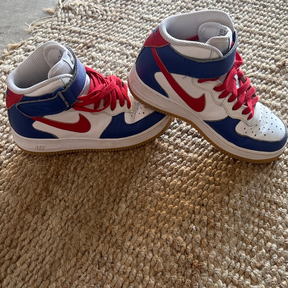 Kids Nike Air Force One Mid custom  - Red, Blue, and White